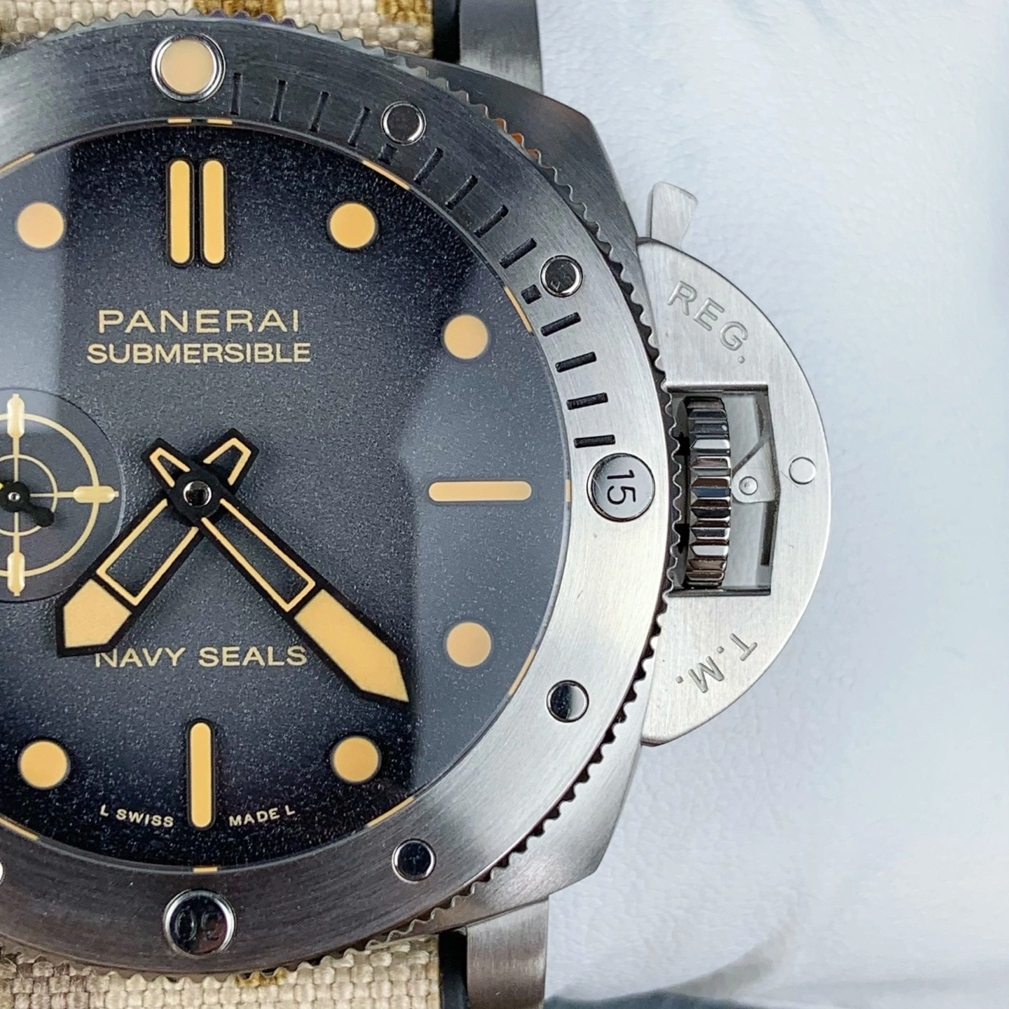 CBD Factory Panerai Submersible 44mm Black Dial Camouflage Fabric Strap(PAM01513) 1:1 Super Clone – Dandong P.9010 GMT Movement Original 406